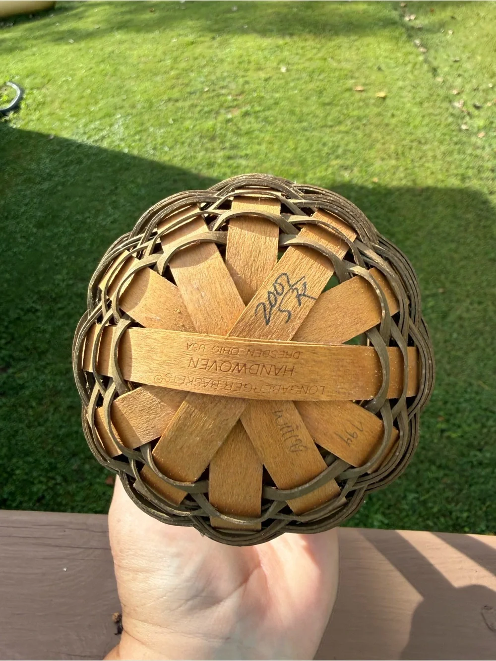 Longaberger Santa’s Helper Small Woven Hanging Basket with Leather Handle